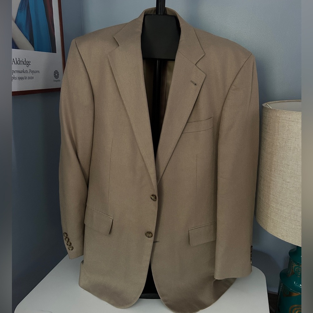 Oscar de la Renta tan 100% silk Men's Blazer 44L